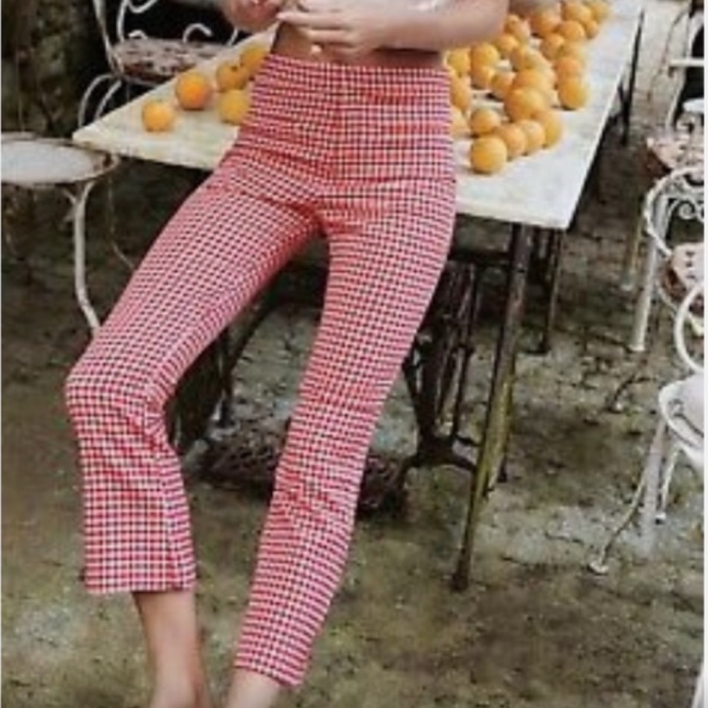 NWT Zara Gingham Mini Flare Pants XS - Picture 2 of 5